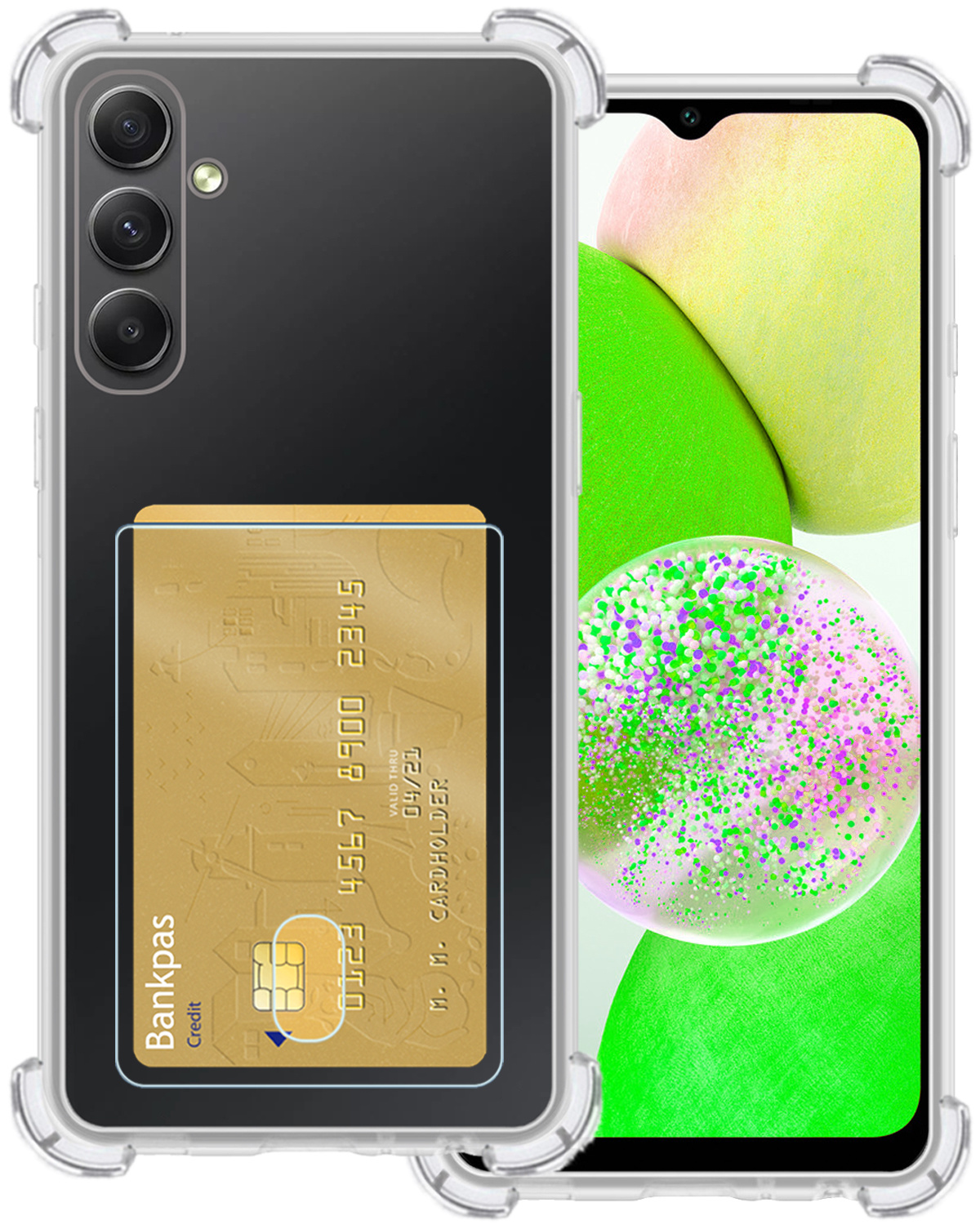 BASEY. Hoes Geschikt voor Samsung A14 Hoesje Shock Proof Case Hoes - Hoesje Geschikt voor Samsung Galaxy A14 Hoes Cover Shockproof - Transparant