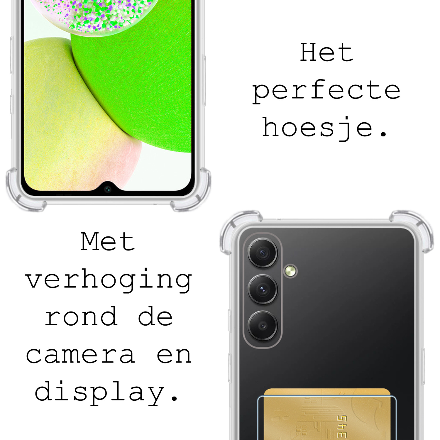 BASEY. Hoes Geschikt voor Samsung A14 Hoesje Shock Proof Case Hoes - Hoesje Geschikt voor Samsung Galaxy A14 Hoes Cover Shockproof - Transparant - 2 Stuks