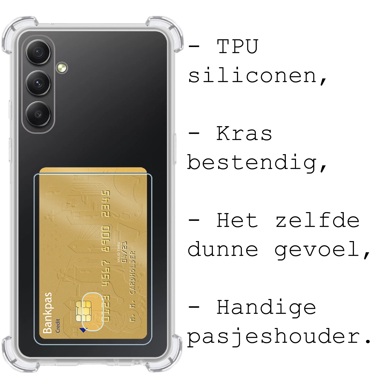 BASEY. Hoes Geschikt voor Samsung A14 Hoesje Shock Proof Case Hoes - Hoesje Geschikt voor Samsung Galaxy A14 Hoes Cover Shockproof - Transparant - 2 Stuks