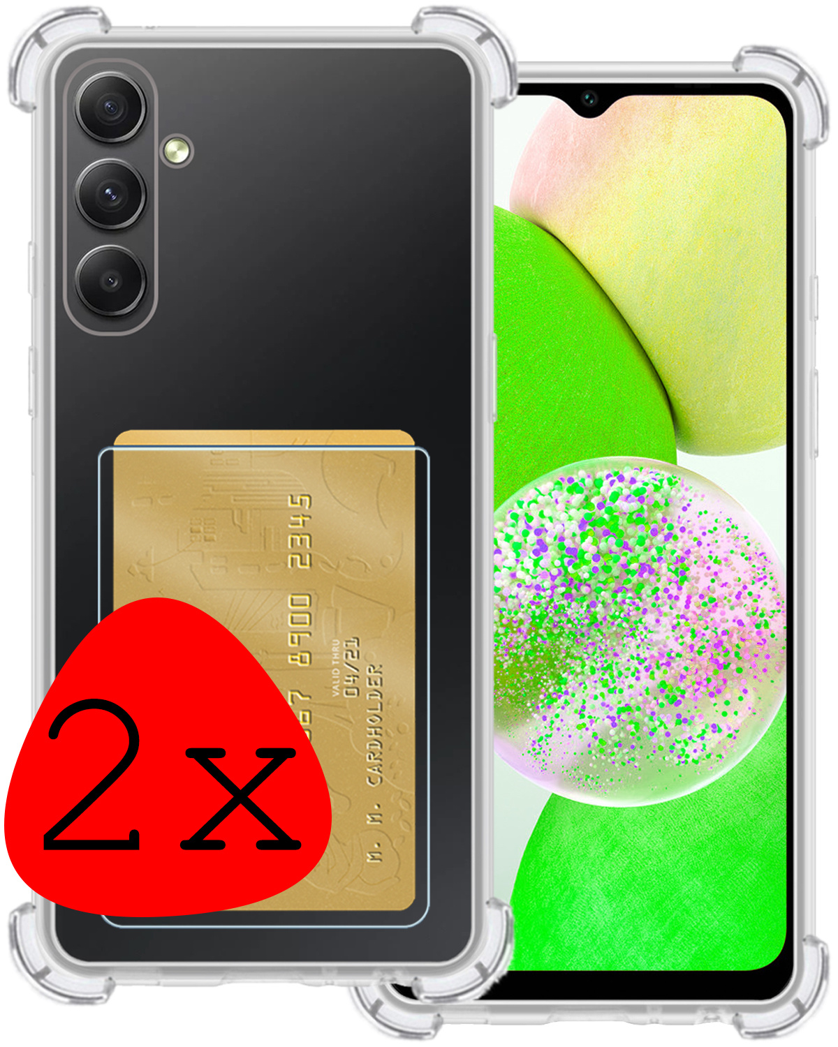 BASEY. Hoes Geschikt voor Samsung A14 Hoesje Shock Proof Case Hoes - Hoesje Geschikt voor Samsung Galaxy A14 Hoes Cover Shockproof - Transparant - 2 Stuks