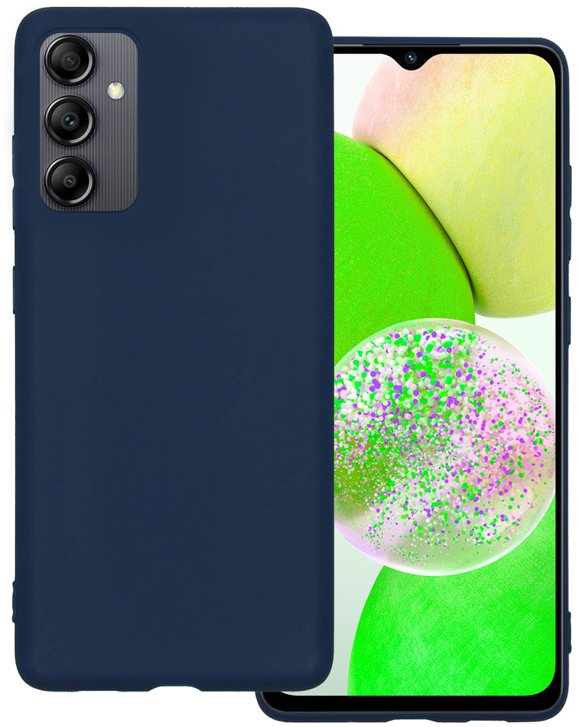 BASEY. Hoes Geschikt voor Samsung A14 Hoesje Siliconen Back Cover Case - Hoesje Geschikt voor Samsung Galaxy A14 Hoes Cover Hoesje - Donkerblauw