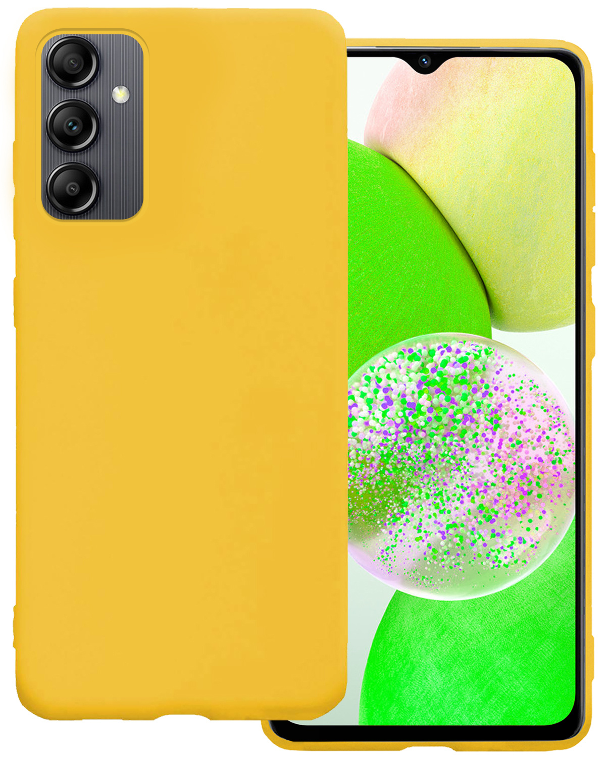 BASEY. Hoes Geschikt voor Samsung A14 Hoesje Siliconen Back Cover Case - Hoesje Geschikt voor Samsung Galaxy A14 Hoes Cover Hoesje - Geel