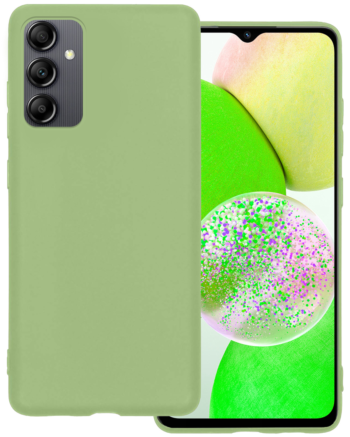 BASEY. Hoes Geschikt voor Samsung A14 Hoesje Siliconen Back Cover Case - Hoesje Geschikt voor Samsung Galaxy A14 Hoes Cover Hoesje - Groen