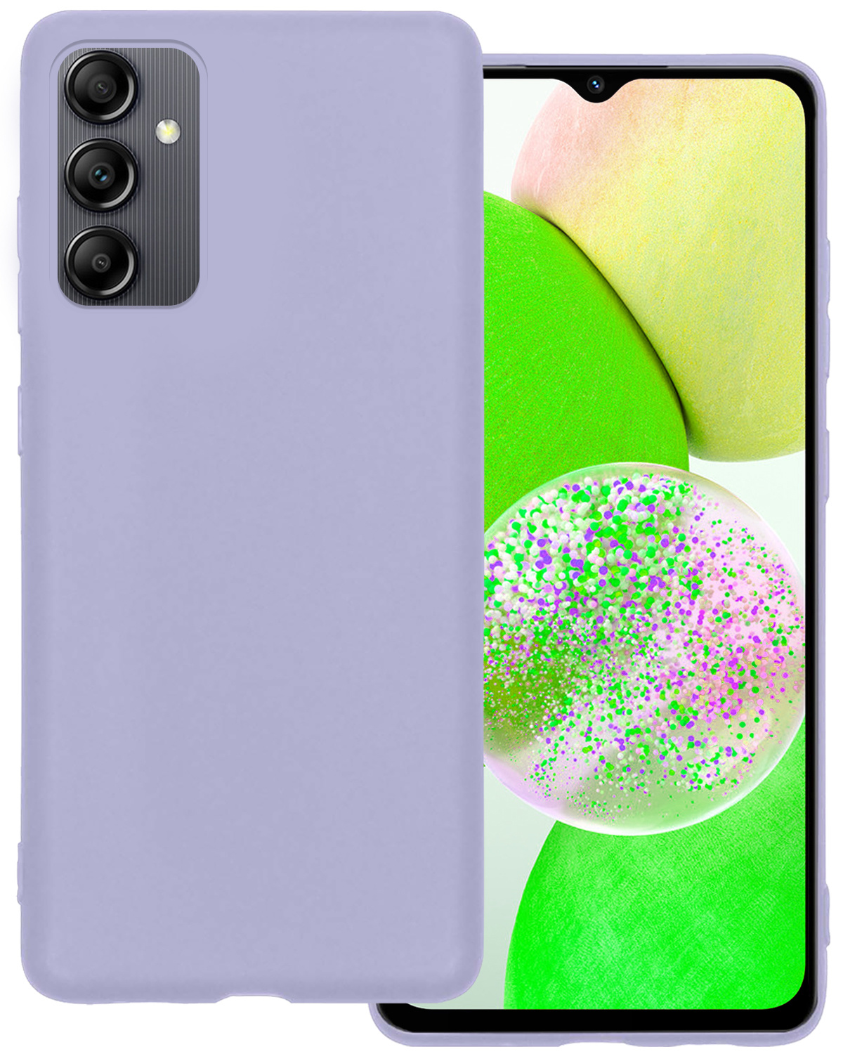 BASEY. Hoes Geschikt voor Samsung A14 Hoesje Siliconen Back Cover Case - Hoesje Geschikt voor Samsung Galaxy A14 Hoes Cover Hoesje - Lila