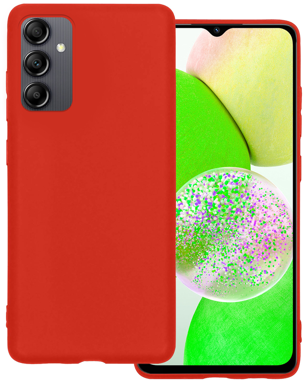 BASEY. Hoes Geschikt voor Samsung A14 Hoesje Siliconen Back Cover Case - Hoesje Geschikt voor Samsung Galaxy A14 Hoes Cover Hoesje - Rood