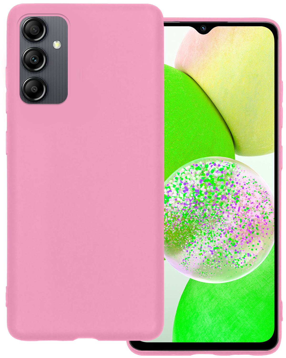 BASEY. Hoes Geschikt voor Samsung A14 Hoesje Siliconen Back Cover Case - Hoesje Geschikt voor Samsung Galaxy A14 Hoes Cover Hoesje - Roze