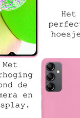 BASEY. Hoes Geschikt voor Samsung A14 Hoesje Siliconen Back Cover Case - Hoesje Geschikt voor Samsung Galaxy A14 Hoes Cover Hoesje - Roze