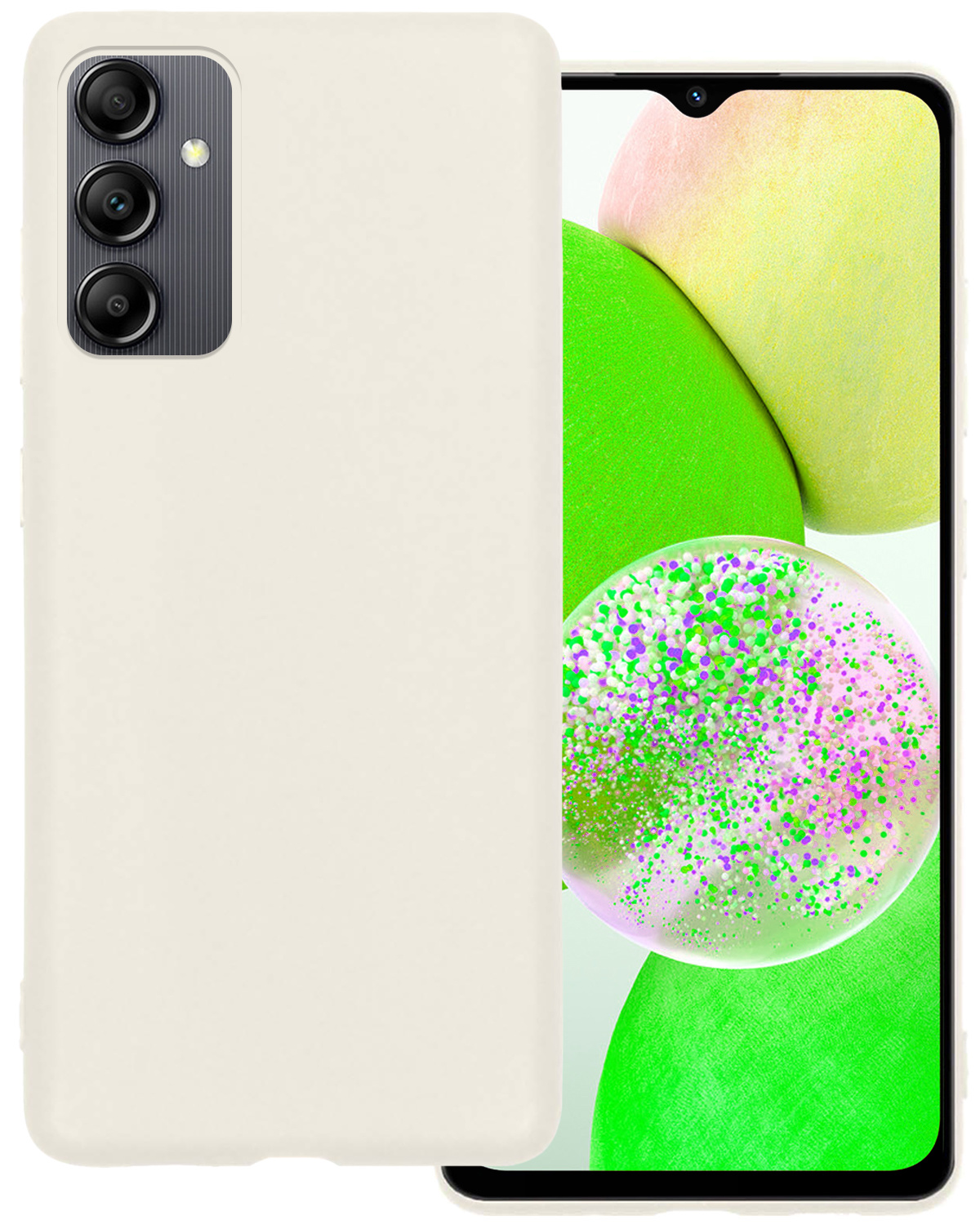 BASEY. Hoes Geschikt voor Samsung A14 Hoesje Siliconen Back Cover Case - Hoesje Geschikt voor Samsung Galaxy A14 Hoes Cover Hoesje - Wit