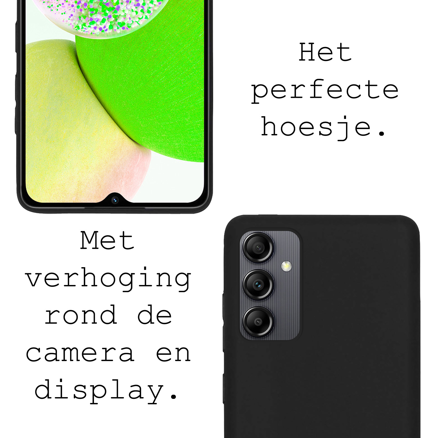 BASEY. Hoes Geschikt voor Samsung A14 Hoesje Siliconen Back Cover Case - Hoesje Geschikt voor Samsung Galaxy A14 Hoes Cover Hoesje - Zwart