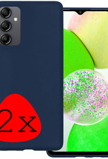 BASEY. Hoes Geschikt voor Samsung A14 Hoesje Siliconen Back Cover Case - Hoesje Geschikt voor Samsung Galaxy A14 Hoes Cover Hoesje - Donkerblauw - 2 Stuks