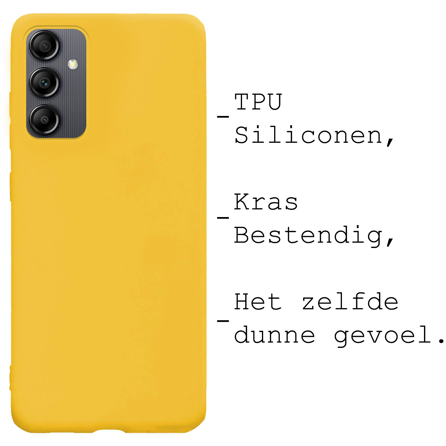 BASEY. Hoes Geschikt voor Samsung A14 Hoesje Siliconen Back Cover Case - Hoesje Geschikt voor Samsung Galaxy A14 Hoes Cover Hoesje - Geel - 2 Stuks