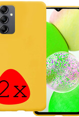 BASEY. Hoes Geschikt voor Samsung A14 Hoesje Siliconen Back Cover Case - Hoesje Geschikt voor Samsung Galaxy A14 Hoes Cover Hoesje - Geel - 2 Stuks