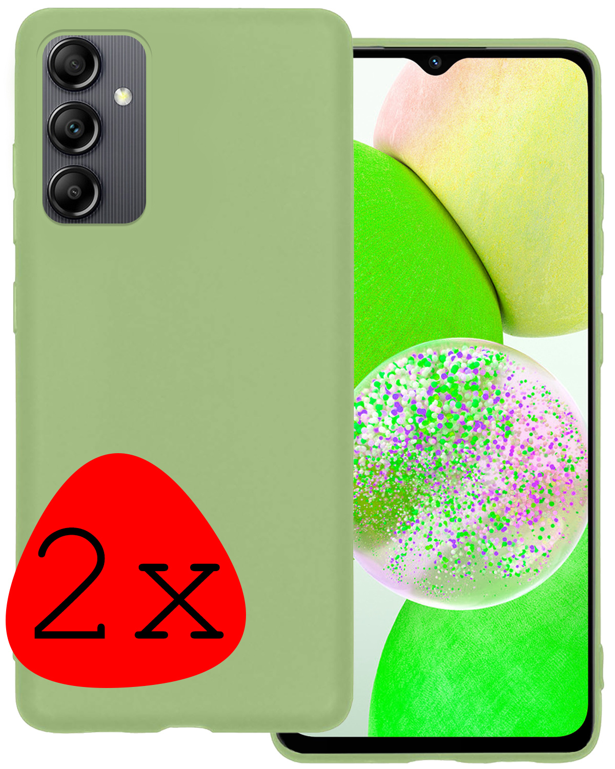 BASEY. Hoes Geschikt voor Samsung A14 Hoesje Siliconen Back Cover Case - Hoesje Geschikt voor Samsung Galaxy A14 Hoes Cover Hoesje - Groen - 2 Stuks