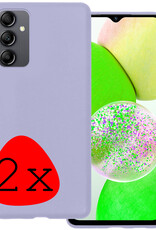 BASEY. Hoes Geschikt voor Samsung A14 Hoesje Siliconen Back Cover Case - Hoesje Geschikt voor Samsung Galaxy A14 Hoes Cover Hoesje - Lila - 2 Stuks