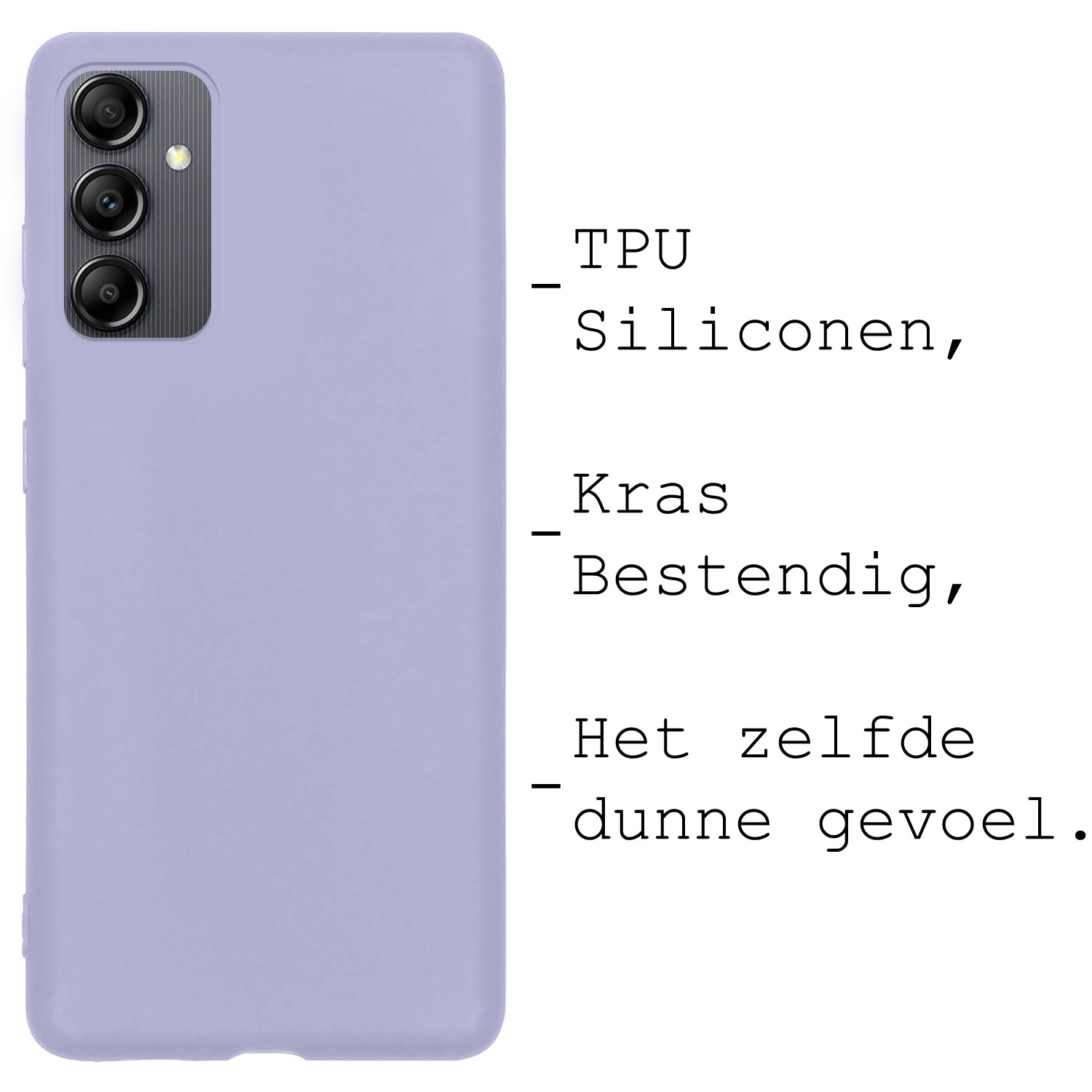 BASEY. Hoes Geschikt voor Samsung A14 Hoesje Siliconen Back Cover Case - Hoesje Geschikt voor Samsung Galaxy A14 Hoes Cover Hoesje - Lila - 2 Stuks