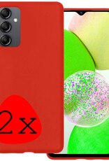 BASEY. Hoes Geschikt voor Samsung A14 Hoesje Siliconen Back Cover Case - Hoesje Geschikt voor Samsung Galaxy A14 Hoes Cover Hoesje - Rood - 2 Stuks