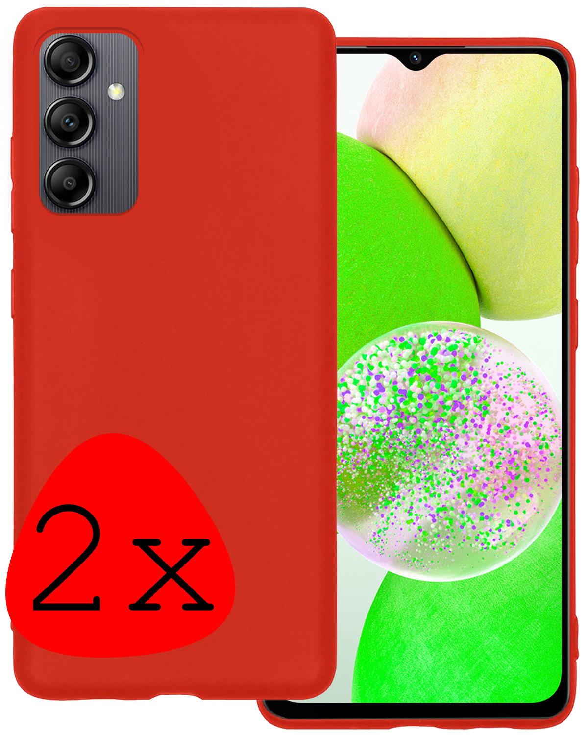 BASEY. Hoes Geschikt voor Samsung A14 Hoesje Siliconen Back Cover Case - Hoesje Geschikt voor Samsung Galaxy A14 Hoes Cover Hoesje - Rood - 2 Stuks