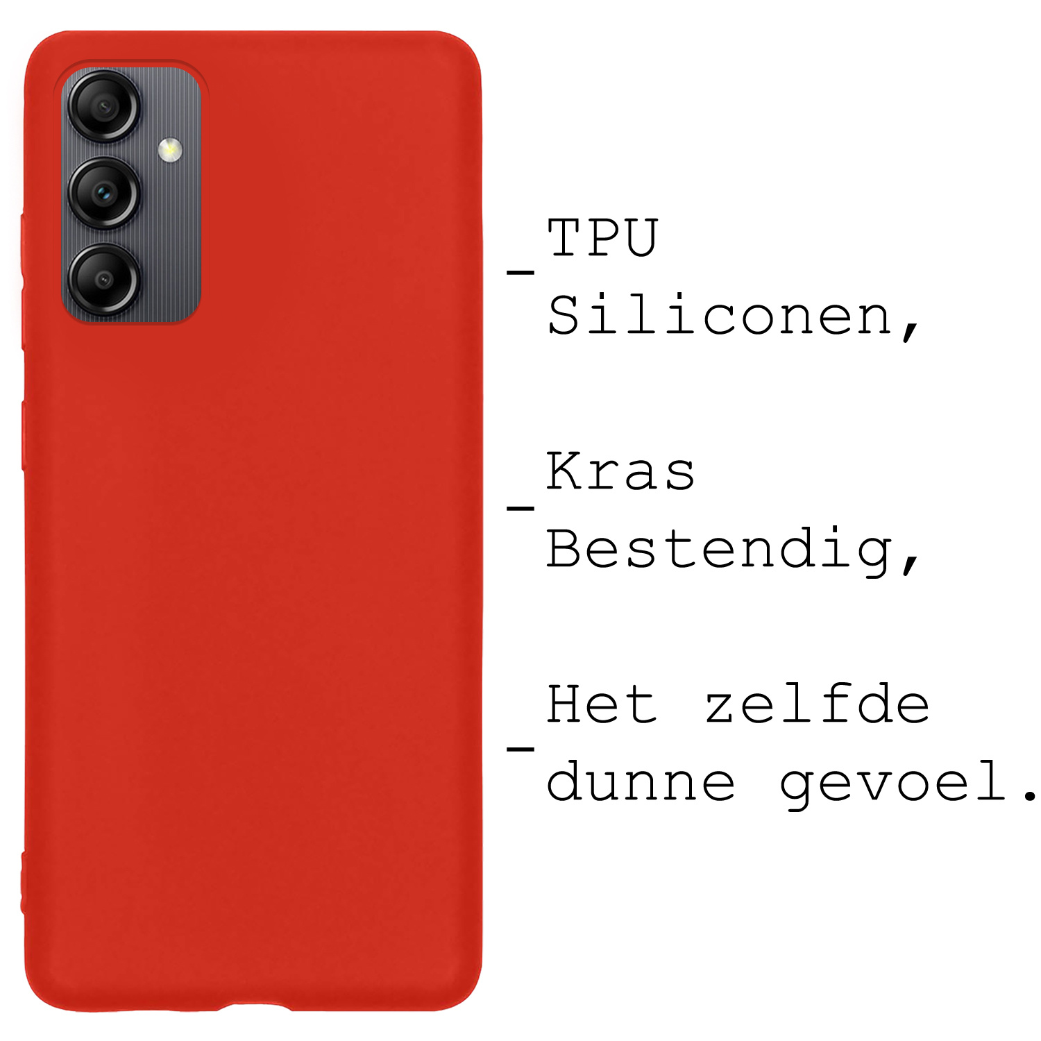 BASEY. Hoes Geschikt voor Samsung A14 Hoesje Siliconen Back Cover Case - Hoesje Geschikt voor Samsung Galaxy A14 Hoes Cover Hoesje - Rood - 2 Stuks