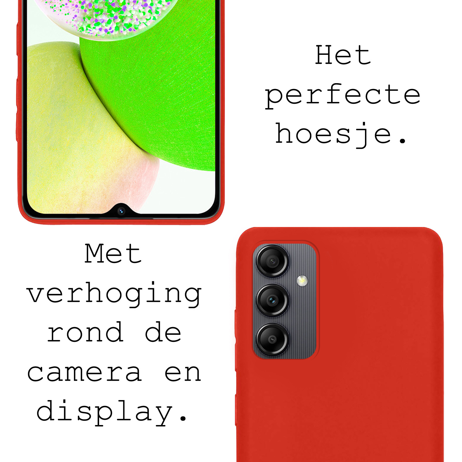 BASEY. Hoes Geschikt voor Samsung A14 Hoesje Siliconen Back Cover Case - Hoesje Geschikt voor Samsung Galaxy A14 Hoes Cover Hoesje - Rood - 2 Stuks