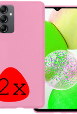 BASEY. Hoes Geschikt voor Samsung A14 Hoesje Siliconen Back Cover Case - Hoesje Geschikt voor Samsung Galaxy A14 Hoes Cover Hoesje - Roze - 2 Stuks