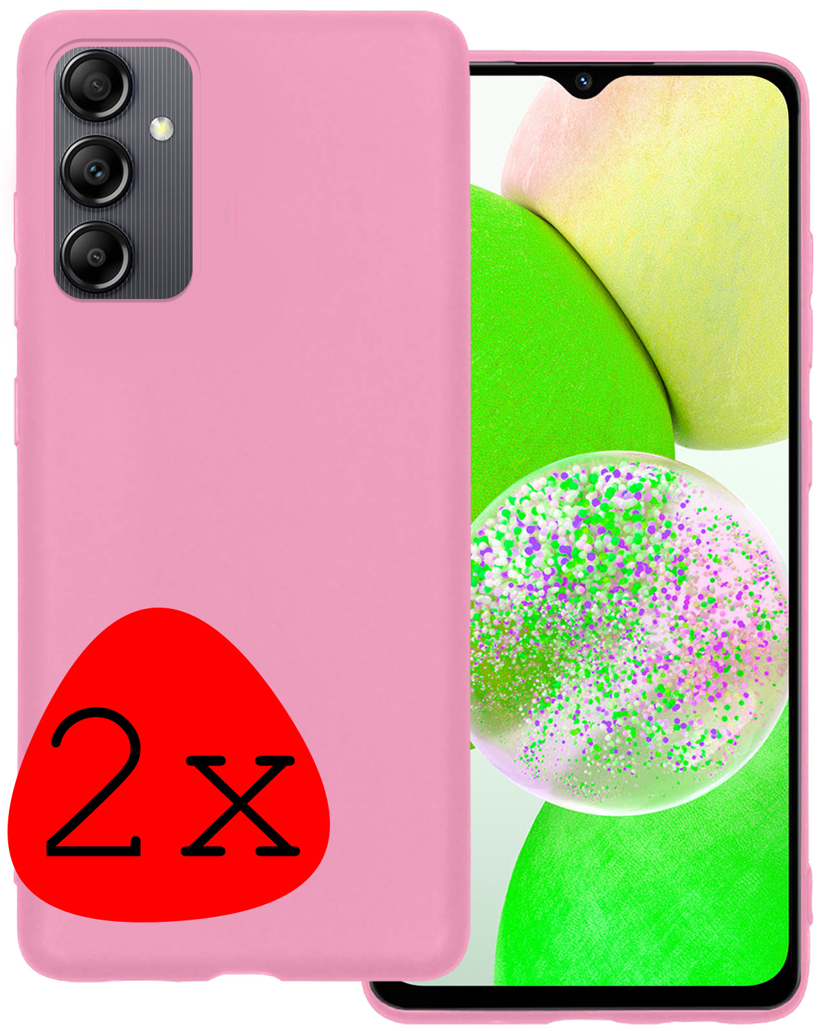 BASEY. Hoes Geschikt voor Samsung A14 Hoesje Siliconen Back Cover Case - Hoesje Geschikt voor Samsung Galaxy A14 Hoes Cover Hoesje - Roze - 2 Stuks