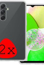BASEY. Hoes Geschikt voor Samsung A14 Hoesje Siliconen Back Cover Case - Hoesje Geschikt voor Samsung Galaxy A14 Hoes Cover Hoesje - Transparant - 2 Stuks