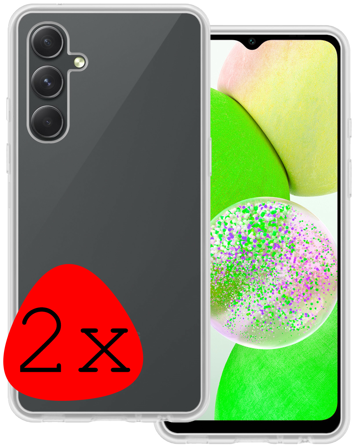 BASEY. Hoes Geschikt voor Samsung A14 Hoesje Siliconen Back Cover Case - Hoesje Geschikt voor Samsung Galaxy A14 Hoes Cover Hoesje - Transparant - 2 Stuks