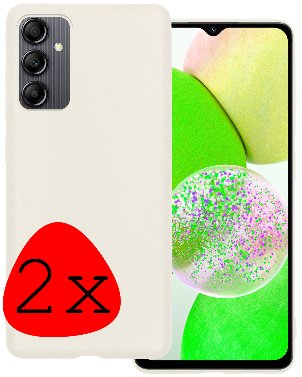 BASEY. Hoes Geschikt voor Samsung A14 Hoesje Siliconen Back Cover Case - Hoesje Geschikt voor Samsung Galaxy A14 Hoes Cover Hoesje - Wit - 2 Stuks