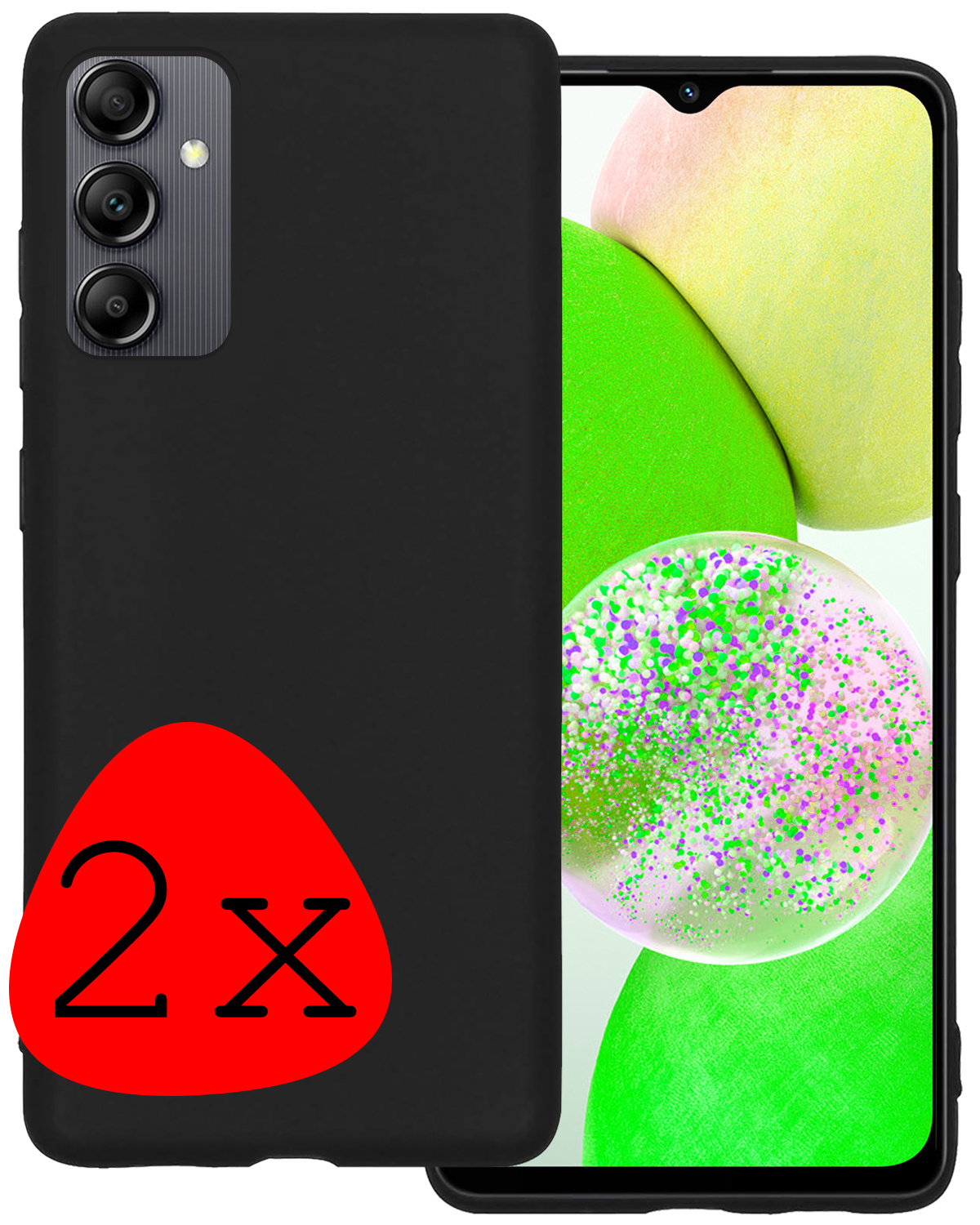 BASEY. Hoes Geschikt voor Samsung A14 Hoesje Siliconen Back Cover Case - Hoesje Geschikt voor Samsung Galaxy A14 Hoes Cover Hoesje - Zwart - 2 Stuks