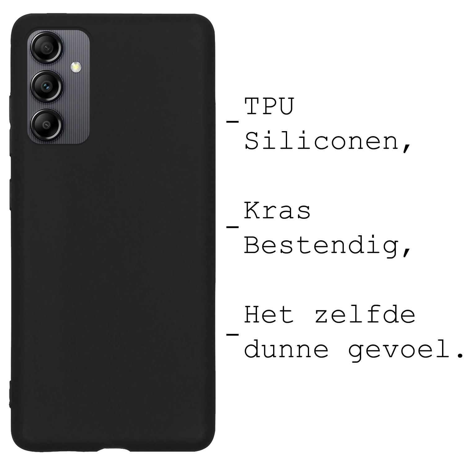 BASEY. Hoes Geschikt voor Samsung A14 Hoesje Siliconen Back Cover Case - Hoesje Geschikt voor Samsung Galaxy A14 Hoes Cover Hoesje - Zwart - 2 Stuks