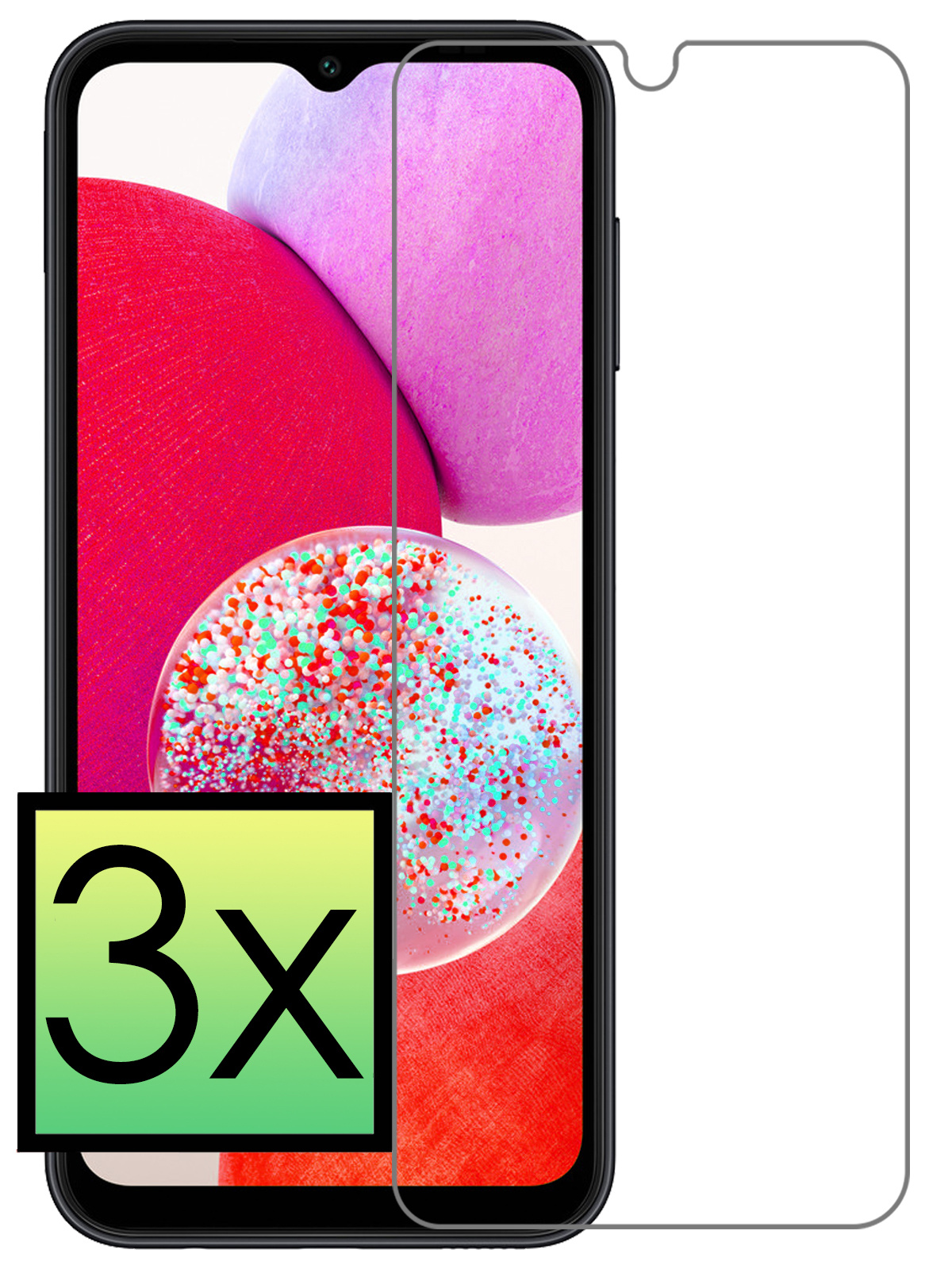 NoXx Screenprotector Geschikt voor Samsung A14 Screenprotector Tempered Glass Gehard Glas Beschermglas - 3x
