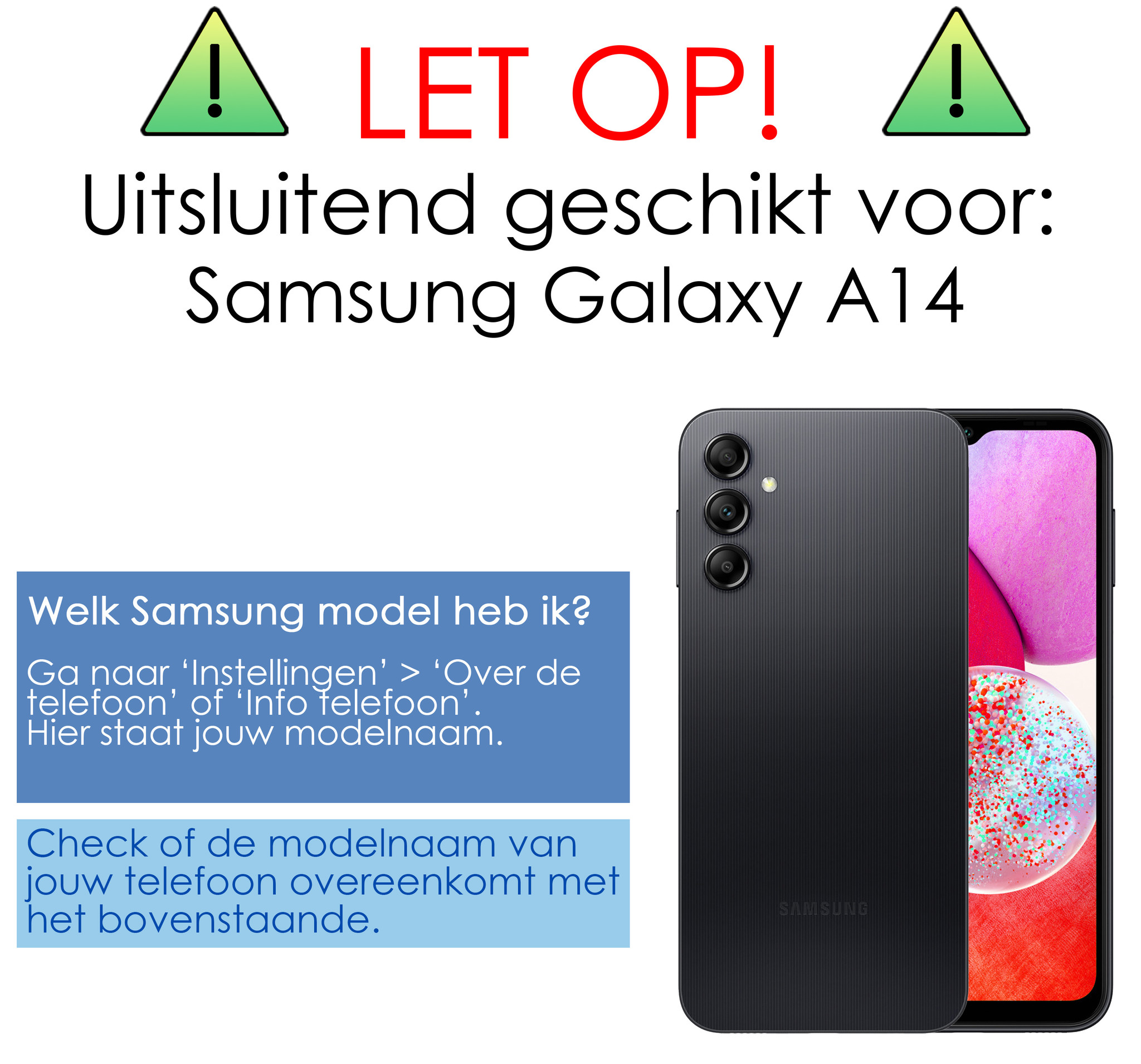NoXx Screenprotector Geschikt voor Samsung A14 Screenprotector Tempered Glass Gehard Glas Full Cover