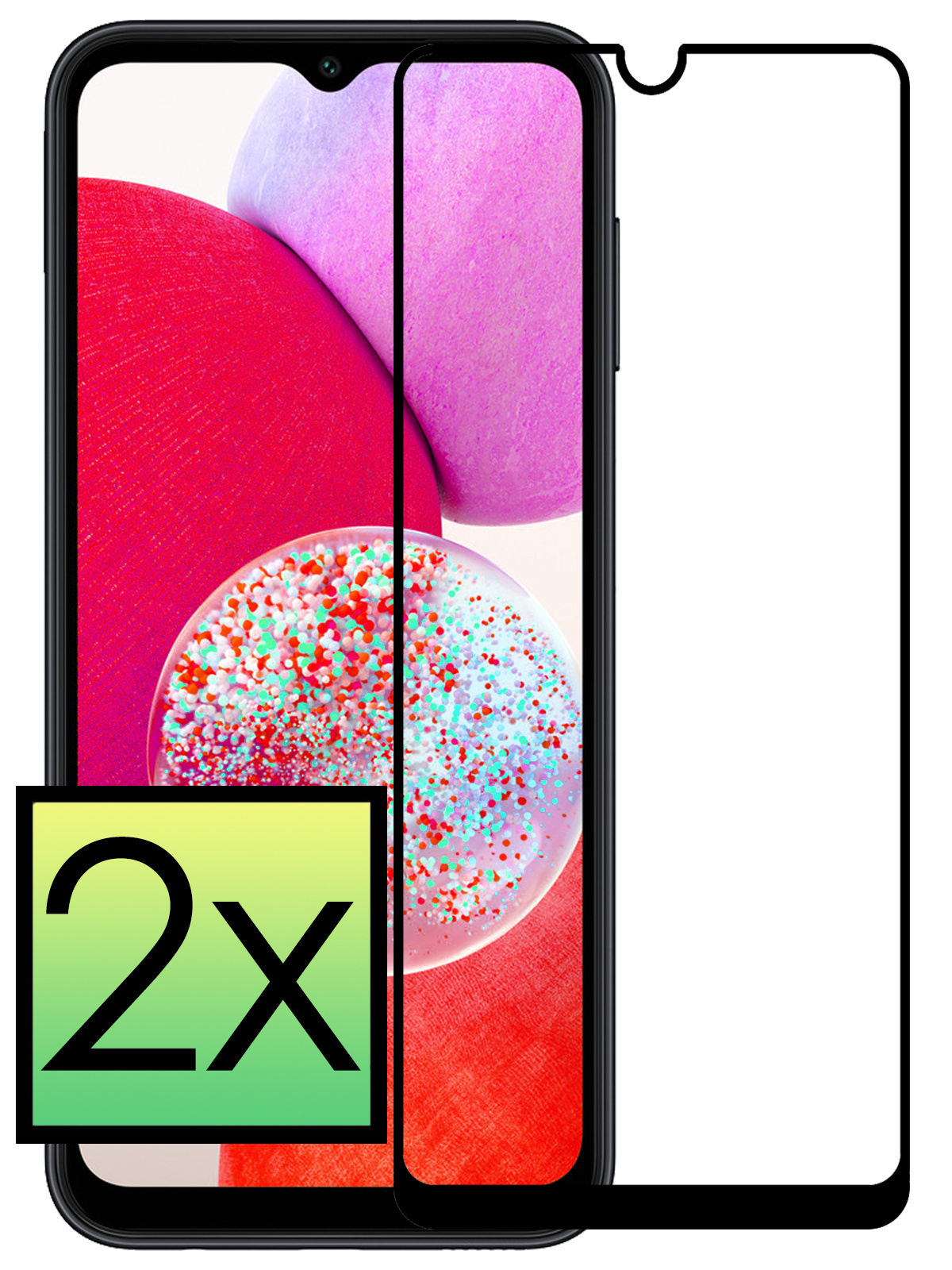 NoXx Screenprotector Geschikt voor Samsung A14 Screenprotector Tempered Glass Gehard Glas Full Cover - 2x