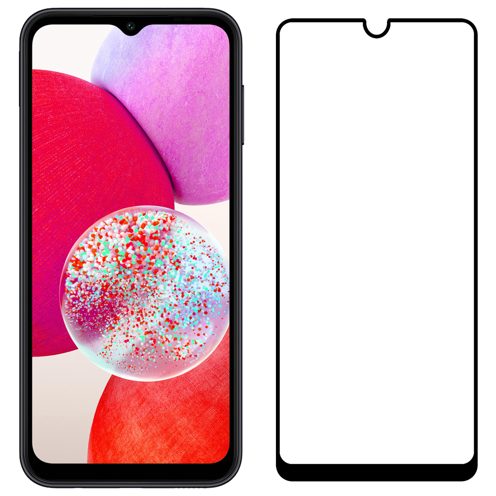 NoXx Screenprotector Geschikt voor Samsung A14 Screenprotector Tempered Glass Gehard Glas Full Cover - 2x