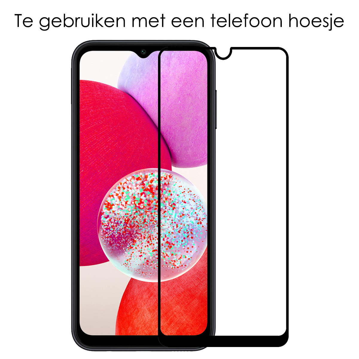 NoXx Screenprotector Geschikt voor Samsung A14 Screenprotector Tempered Glass Gehard Glas Full Cover - 2x