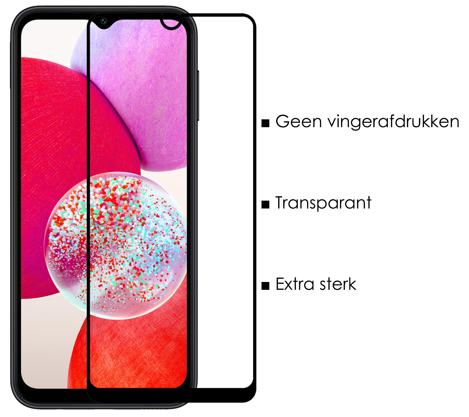 NoXx Screenprotector Geschikt voor Samsung A14 Screenprotector Tempered Glass Gehard Glas Full Cover - 3x