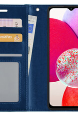 Hoes Geschikt voor Samsung A14 Hoesje Book Case Hoes Flip Cover Wallet Bookcase - Donkerblauw