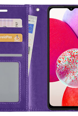 NoXx Hoes Geschikt voor Samsung A14 Hoesje Book Case Hoes Flip Cover Wallet Bookcase - Paars
