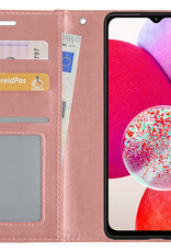 Hoes Geschikt voor Samsung A14 Hoesje Book Case Hoes Flip Cover Wallet Bookcase - Rosé goud