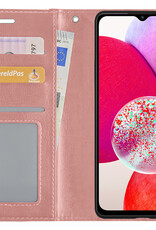 NoXx Hoes Geschikt voor Samsung A14 Hoesje Book Case Hoes Flip Cover Wallet Bookcase - Rosé goud