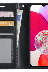 Hoes Geschikt voor Samsung A14 Hoesje Book Case Hoes Flip Cover Wallet Bookcase - Zwart