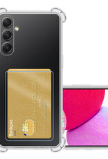 NoXx Hoes Geschikt voor Samsung A14 Hoesje Pasjeshouder Cover Shock Proof Case Siliconen Hoes Met Kaarthouder - Transparant