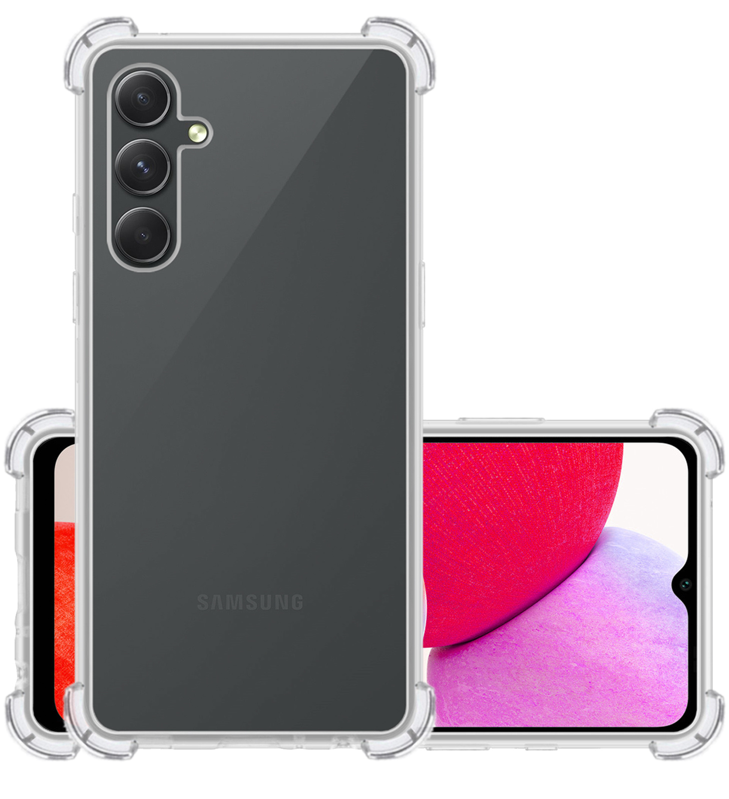 NoXx Hoes Geschikt voor Samsung A14 Hoesje Siliconen Cover Shock Proof Back Case Shockproof Hoes - Transparant