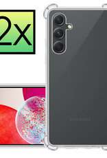 NoXx Hoes Geschikt voor Samsung A14 Hoesje Siliconen Cover Shock Proof Back Case Shockproof Hoes - Transparant - 2x