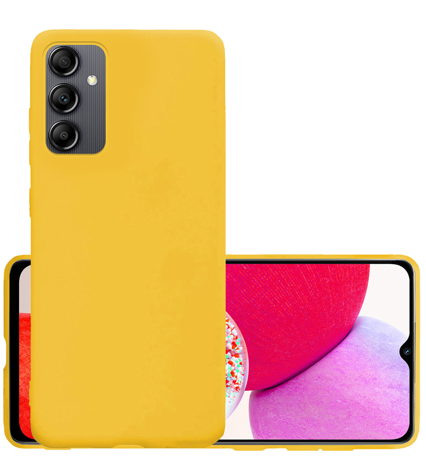 NoXx Hoes Geschikt voor Samsung A14 Hoesje Cover Siliconen Back Case Hoes - Geel