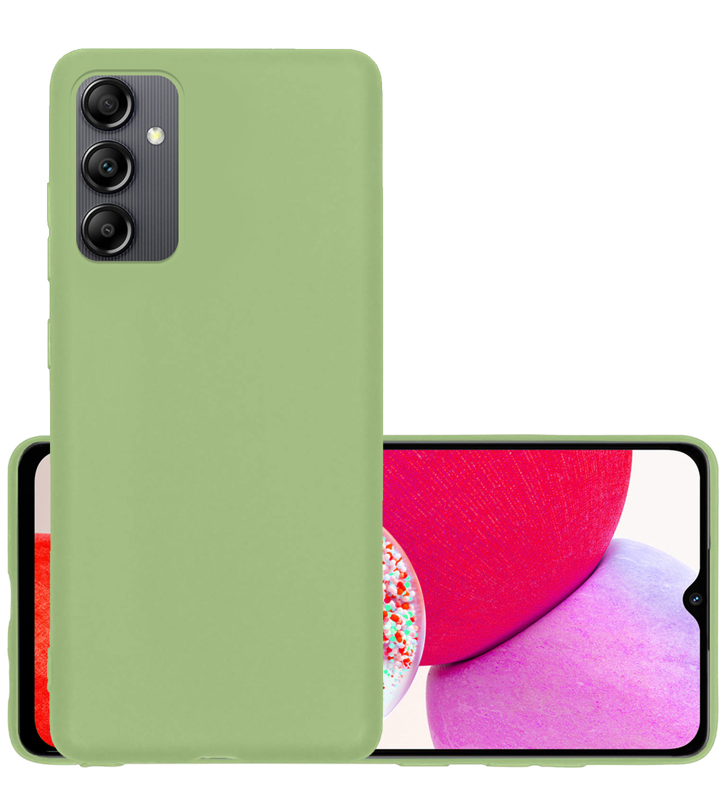 NoXx Hoes Geschikt voor Samsung A14 Hoesje Cover Siliconen Back Case Hoes - Groen