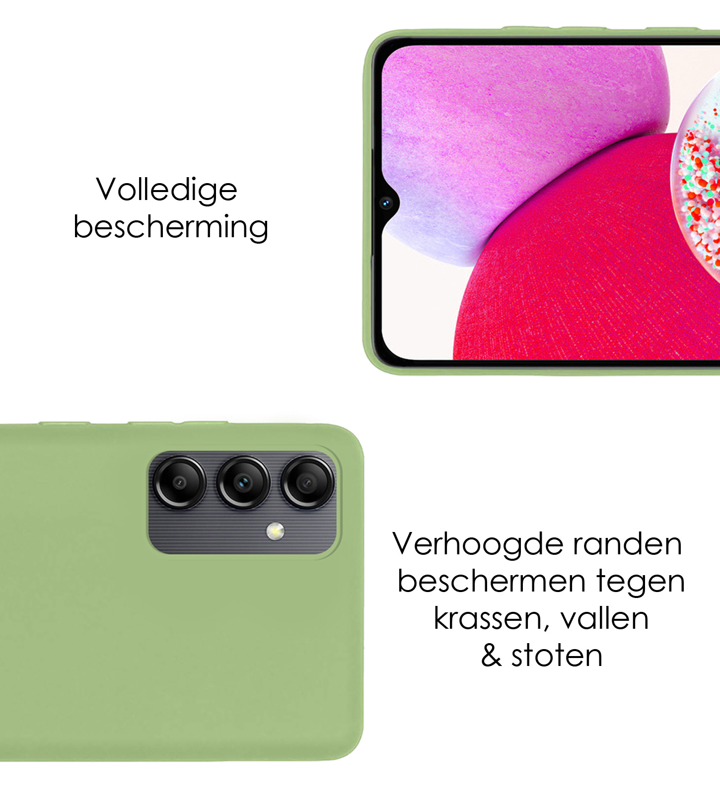 NoXx Hoes Geschikt voor Samsung A14 Hoesje Cover Siliconen Back Case Hoes - Groen