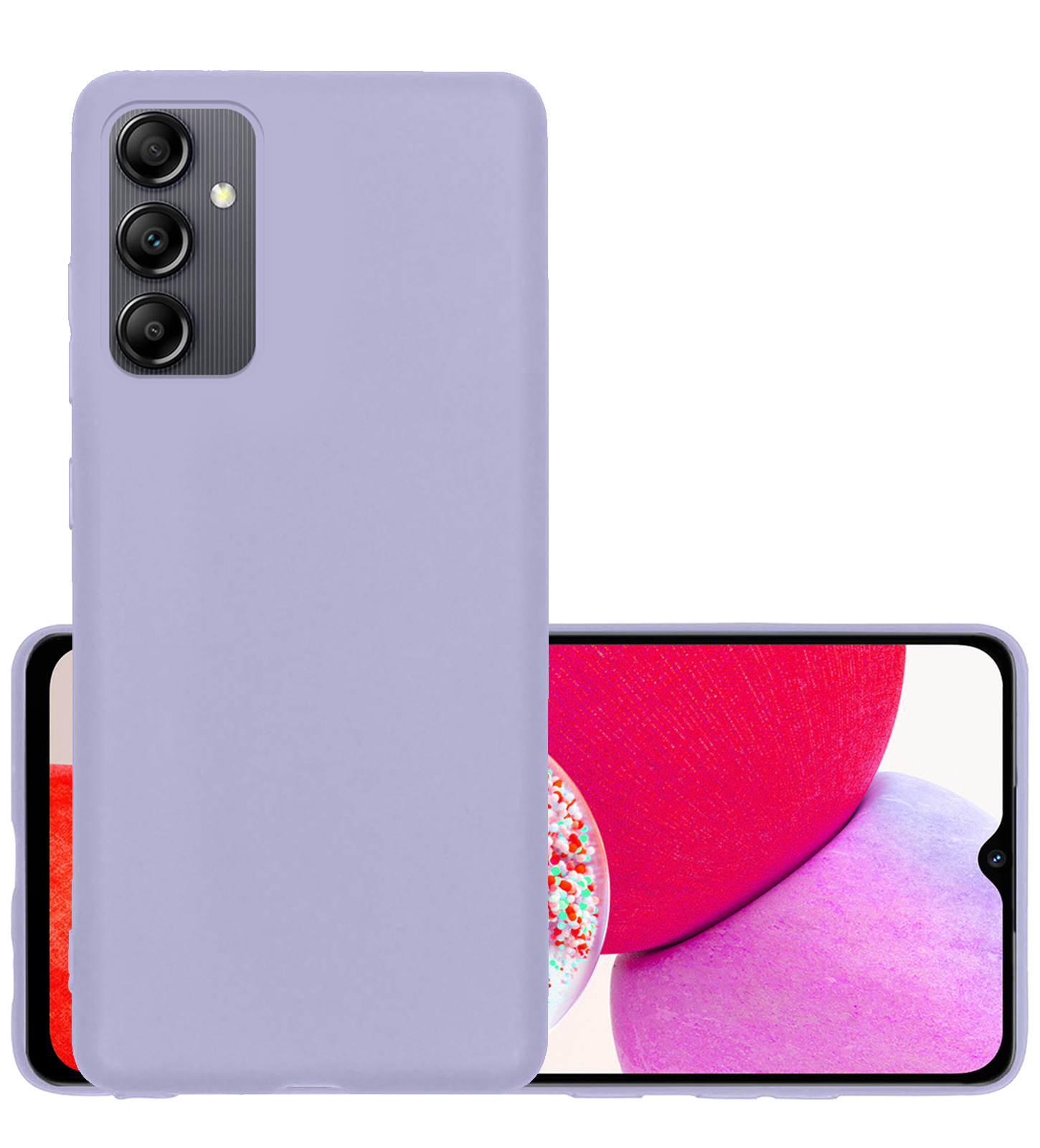 NoXx Hoes Geschikt voor Samsung A14 Hoesje Cover Siliconen Back Case Hoes - Lila