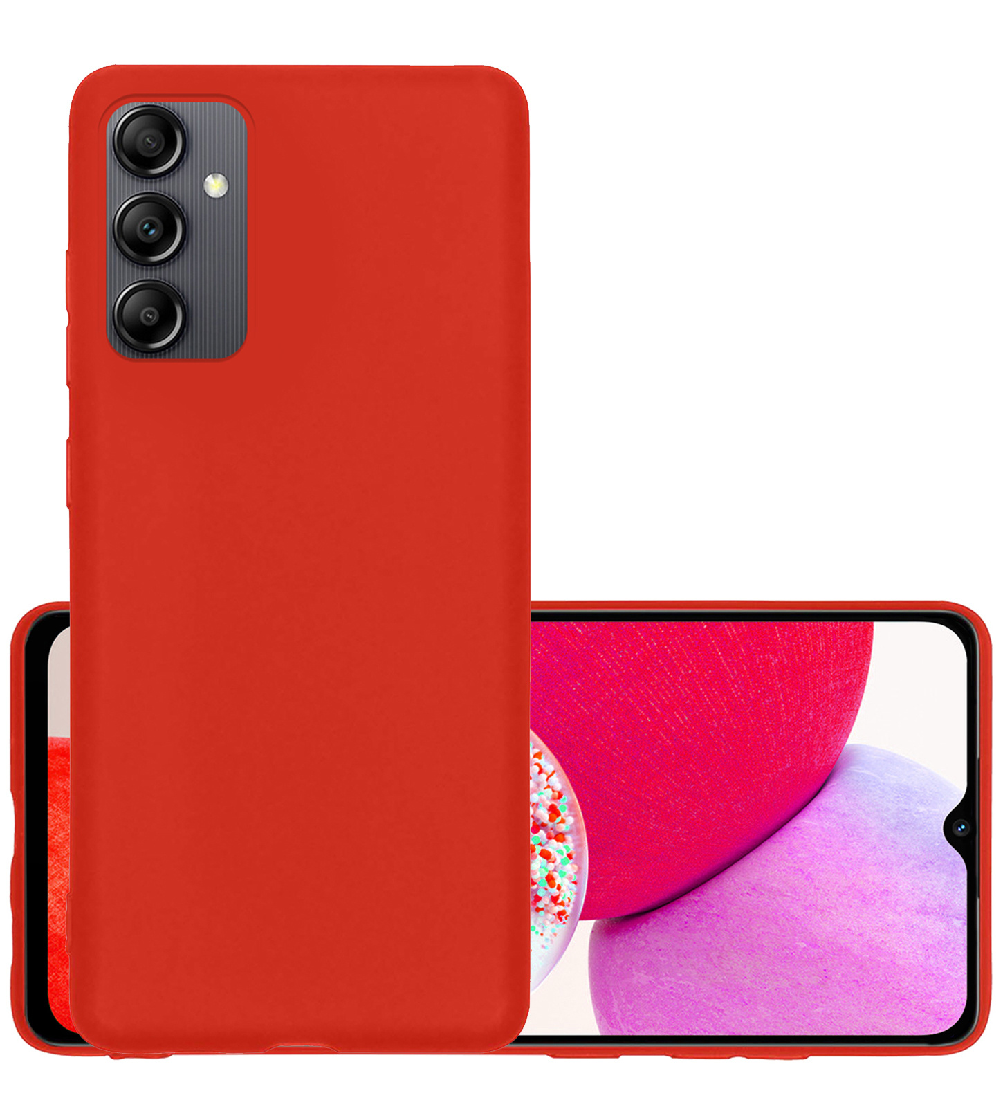 NoXx Hoes Geschikt voor Samsung A14 Hoesje Cover Siliconen Back Case Hoes - Rood