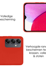 NoXx Hoes Geschikt voor Samsung A14 Hoesje Cover Siliconen Back Case Hoes - Rood